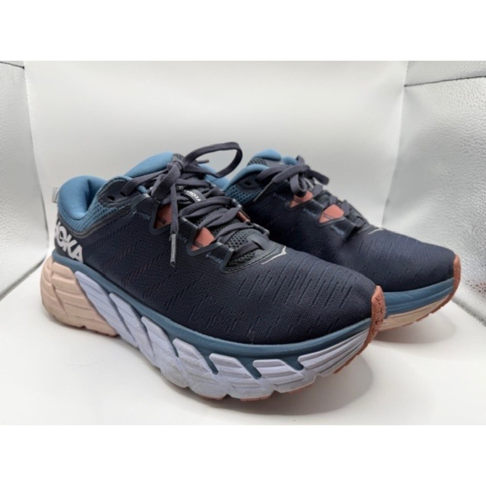 Hoka One One Gaviota 3 Women's Size 8 Wide (D) Ombre Blue Rosette Shoes 1113523